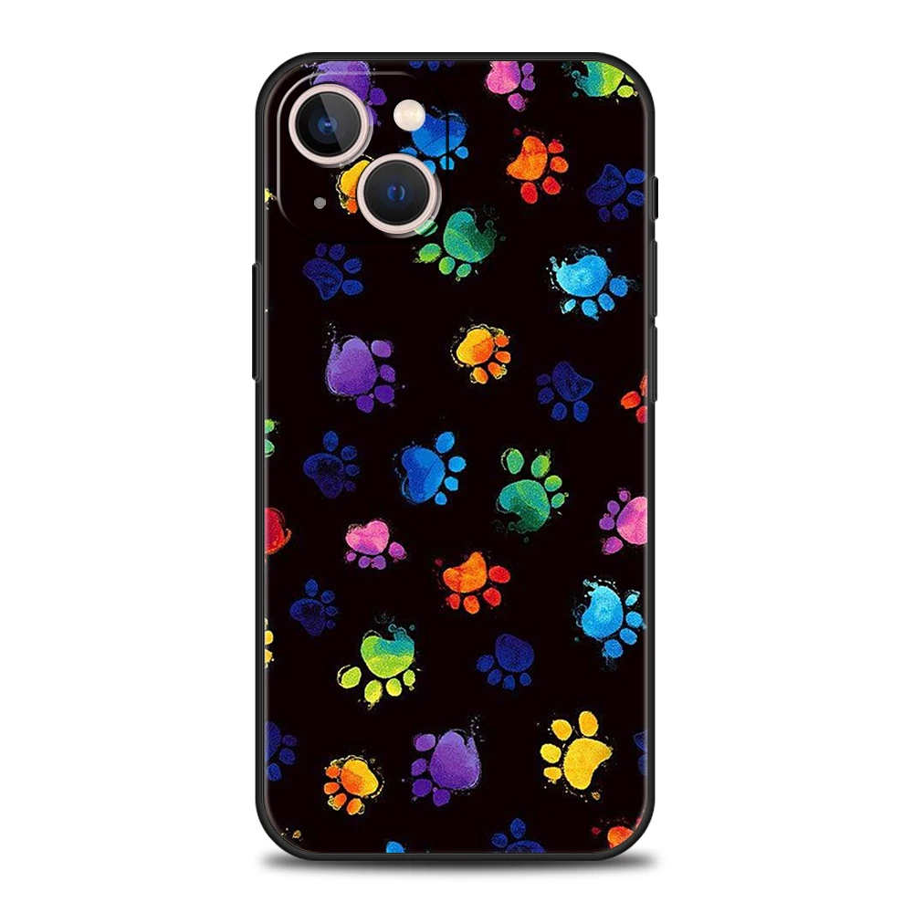Hund Fußabdruck Pfote süße Handyhülle für iPhone 16 15 14 13 12 Pro Max XR XS 11 7 8 Plus stoßfeste Silikon Soft Shell Capas – Detail 5