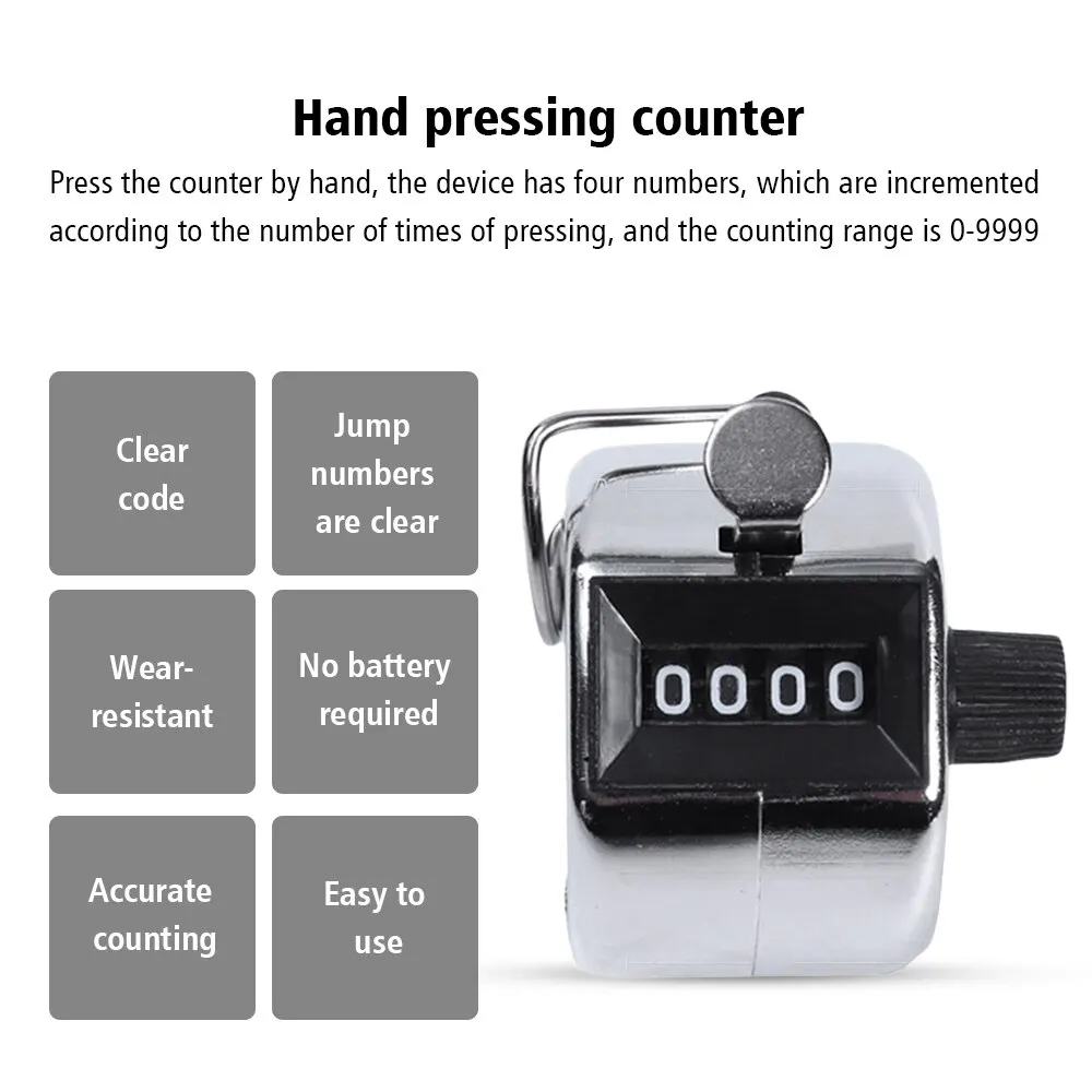 1PC 4 Digit Mini Hand Held Tally Counter Digital Golf Clicker Manual Training Counting Max 9999