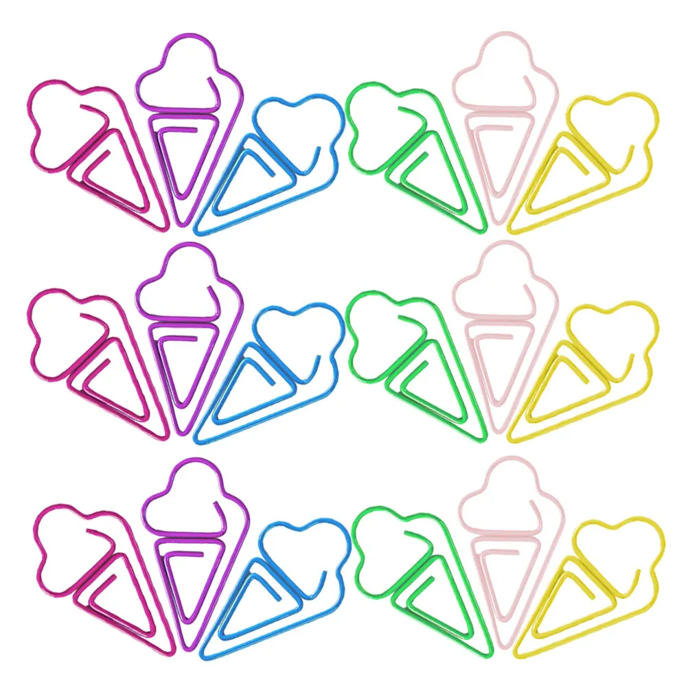 30Pcs 아이스크림 종이 클립 금속 귀여운 사무용품 책상용 재미있는 문구 용품 학교 홈 장식 북마크 참신함