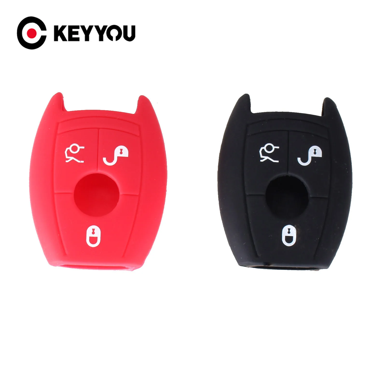Keyyou 실리콘 커버 쉘 키 포브 백, 메르세데스 벤츠 C CL CLK E G GL M S SLK 클래스 원격 키 케이스, 3 버튼