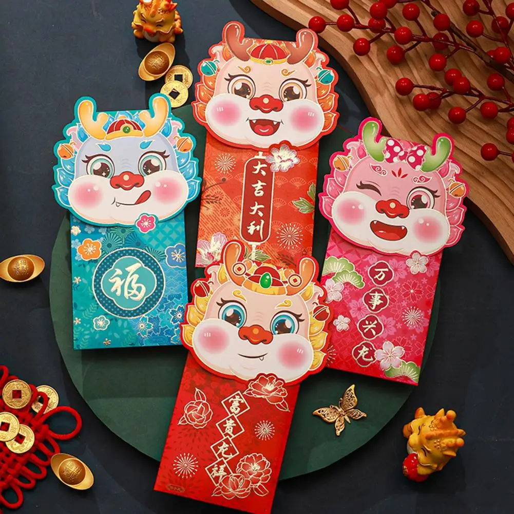 

Mini Lucky Bag Chinese New Year 2024 Dragon Envelope Lucky Coin Purse Traditional Customs Zodiac Dragon Design Cartoon Dragon