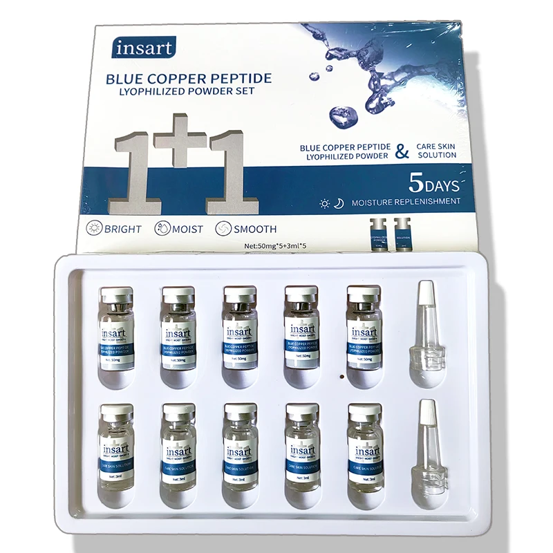 Blue Copper Peptide Lyophilized Powder Set Moisturzing Whitening Face Serum Anti Wrinkle Smooth Tender SkinCare Brighten Essence