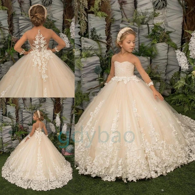 Robe de princesse fleurie pour filles, robes de fête de Noël, robe de Rhde  mariage, robe de fête d'anniversaire pour enfants, 3 ans, 6 ans, 8 ans, 10  ans - AliExpress