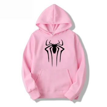 Men's Spider Print Hoodie, Unisex Solid Color Pullover Sweatshirt, Streetwear Graphic Hooded Top, Casual Couple Matching Sweatsh