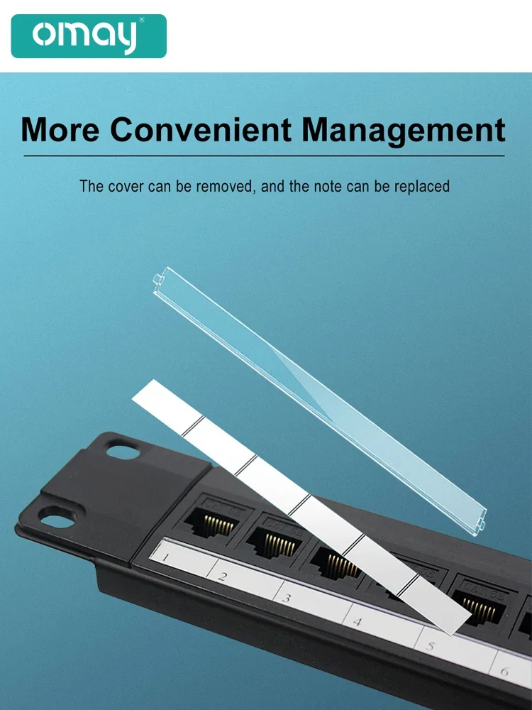 Cabo Adaptador Keystone Jack Modular Frame Cat6 Patch Panel Gabinete Rack Pass-through 19 1u 24 Port Omay-rj45 - Imagem 5