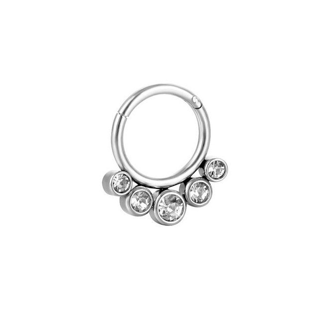 Nose Piercing Ring Hinged Segment Zircon Septum Piercing Clicker Opal Ear Cartilage Tragus Helix Lip Nariz Pircing Cuff Goth