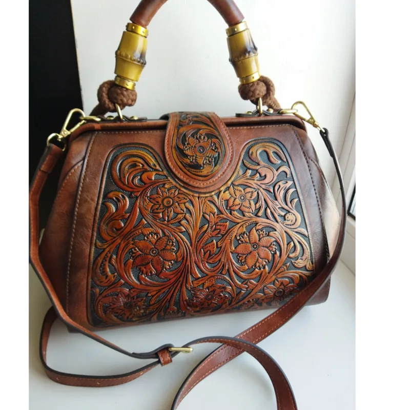 MOTAORA Luxury Handmade Women Shoulder Bag Vintage Carved Leather Women's Bag 2024 trend Ladies Designer Handbags Female Bags
