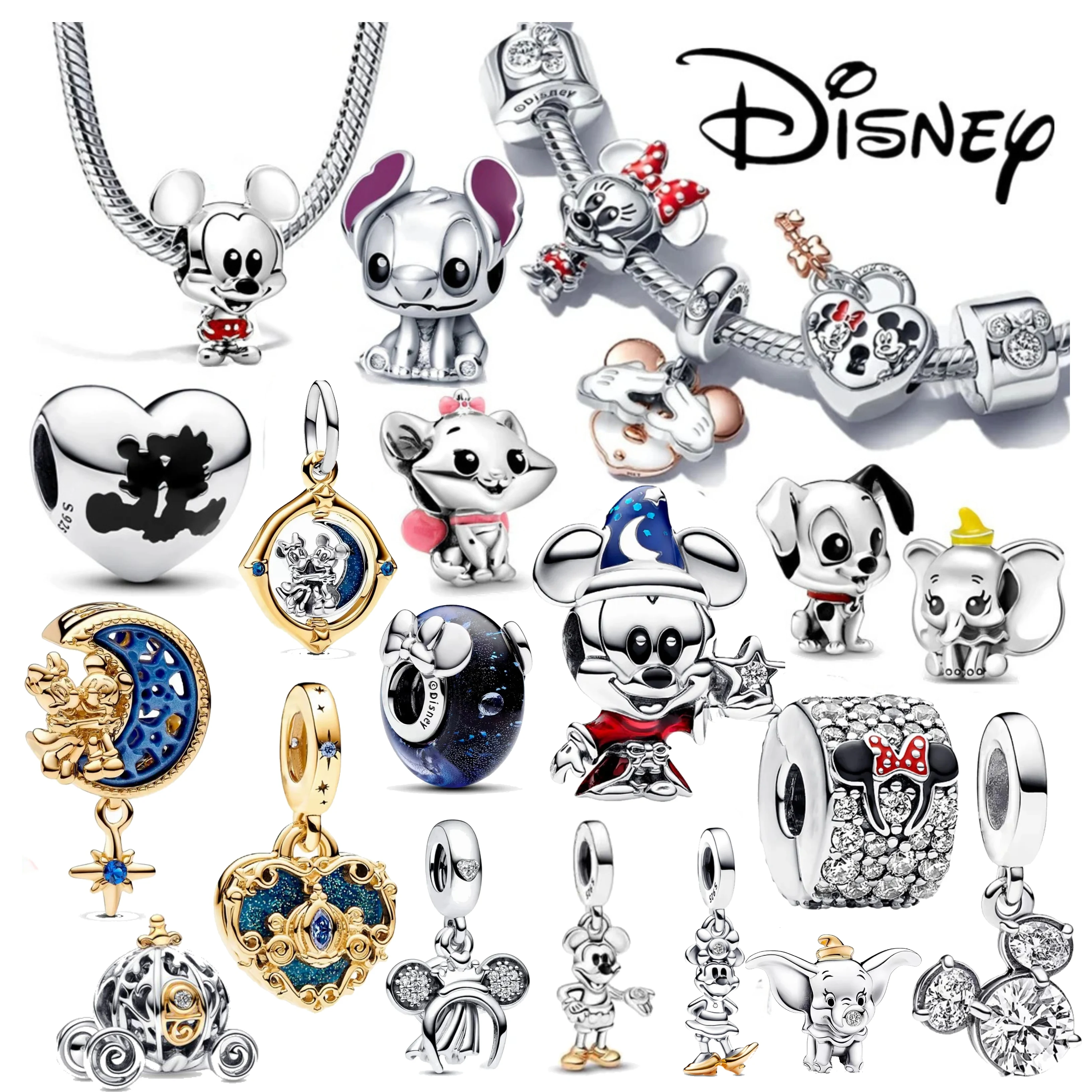 

Disney 925 Sterling Silver Mickey Pendant Princess Shoes Charm Fit Original Pandora Minnie Bracelet Women DIY Pendant jewelry