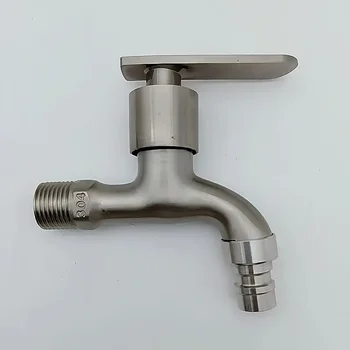 [Dual Outlet Faucet]  Stainless Steel Dual Outlet Faucet | Quick Open Ceramic Valve Bathroom Installation Hardware 1