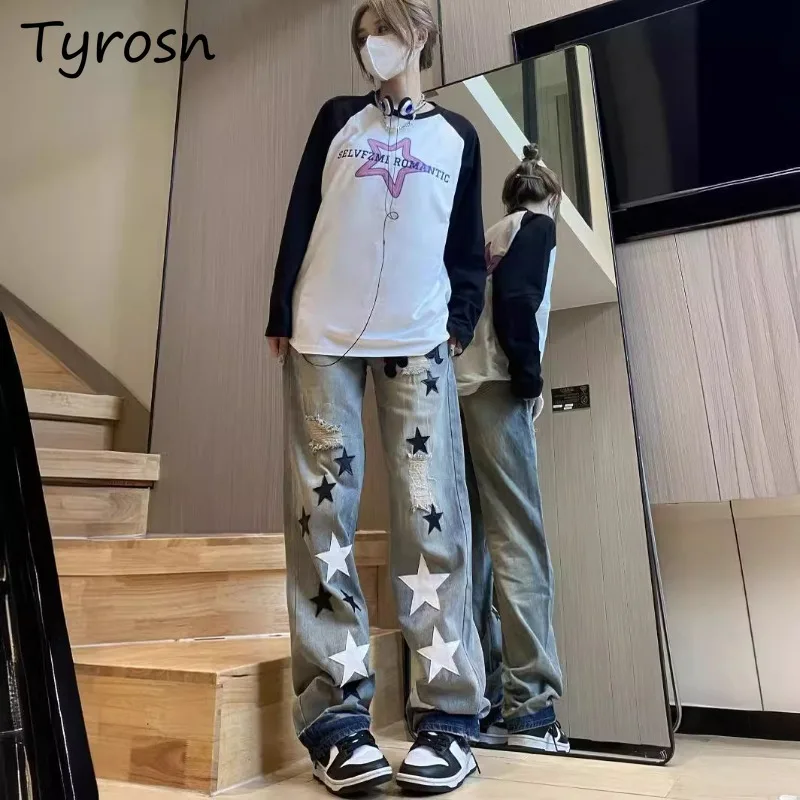 

Jeans Women Fashionable High Street Hip-hop Unique Designer American Style Spring Schoolgirls Vintage Ripped Hole Retro Gothic