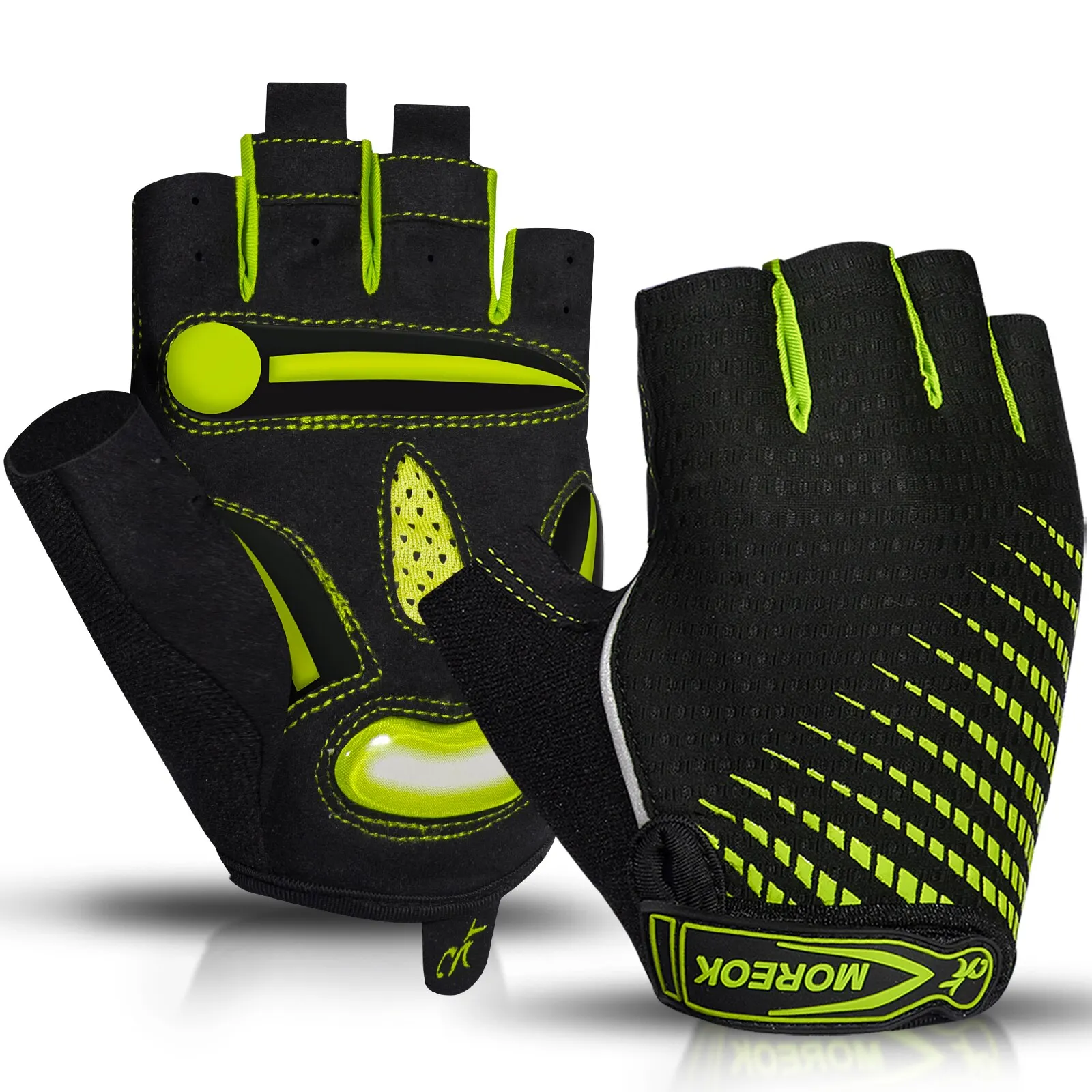 MOREOK Cycling Gloves,Breathable Bicycle Gloves,5MM Gel Pads Non-Slip Mountain Bike Gloves MTB Road Biking Gloves for Men Women 4