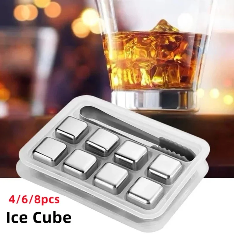 Whiskey Stones Ice Cubes Cooler Tool for Whiskey Vodka Wine Beer 304 Stainless Steel