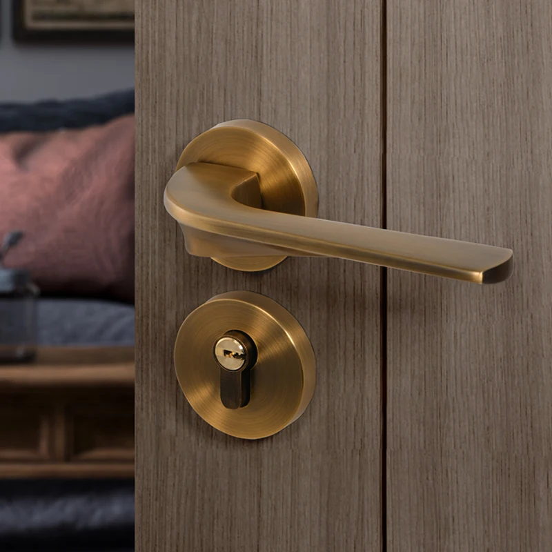 

Home Zinc Alloy Door Handle Lock Indoor Mute Safety Door Locks Bedroom Split Mechanical Lock Furniture Hardware Accessories