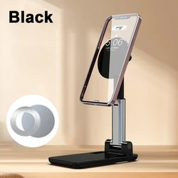 Magnetic Portable Foldable Desktop Phone Stand with Adjustable Height (Black)