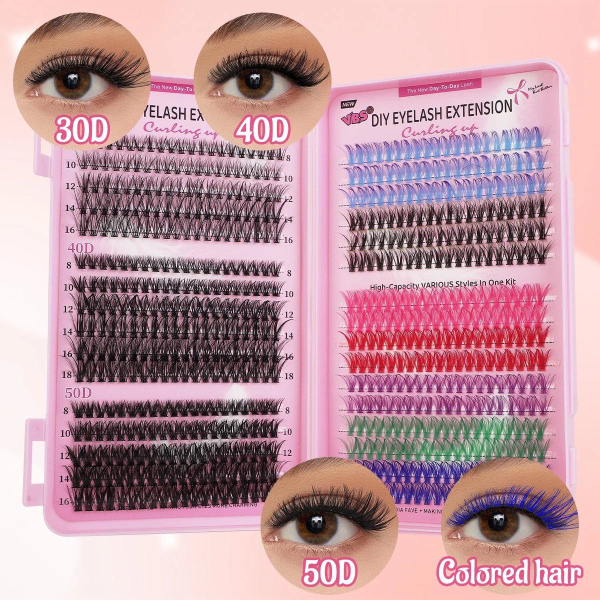 640 color thick false eyelashes single cluster lazy segmented super soft grafted false eyelashes, large-capacity eyelashes