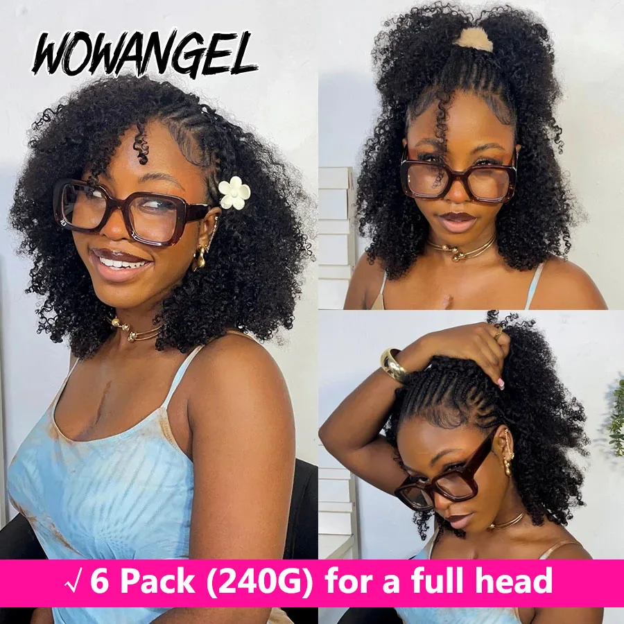 Afro Kinky Curly Crochet Braiding Human Hair Tight Curly Pre-Separated Knotless Feather Crochet Human Hair Extensions With Loop 2
