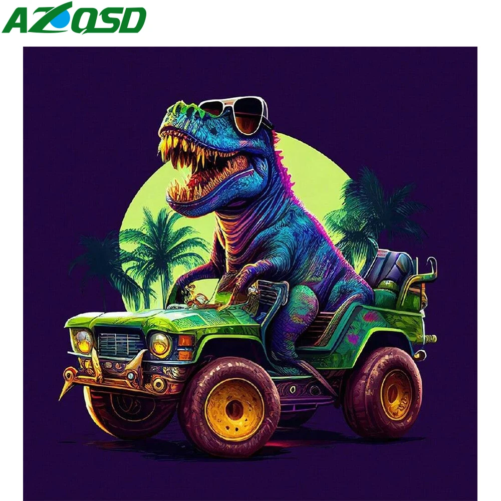 AZQSD Diamond Painting 5d Dinosaur Animal Diy Needlework Embroidery diamond painting diamond art painting kit diamond painting set Car Coconut Tree Gift Home Decor