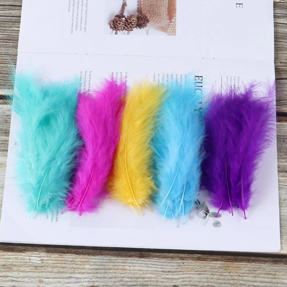 100PCS Natural Marabou Feathers 10-15CM Turkey Plumes for Dreamcatcher DIY Crafts Accessories fly tie material Decoration