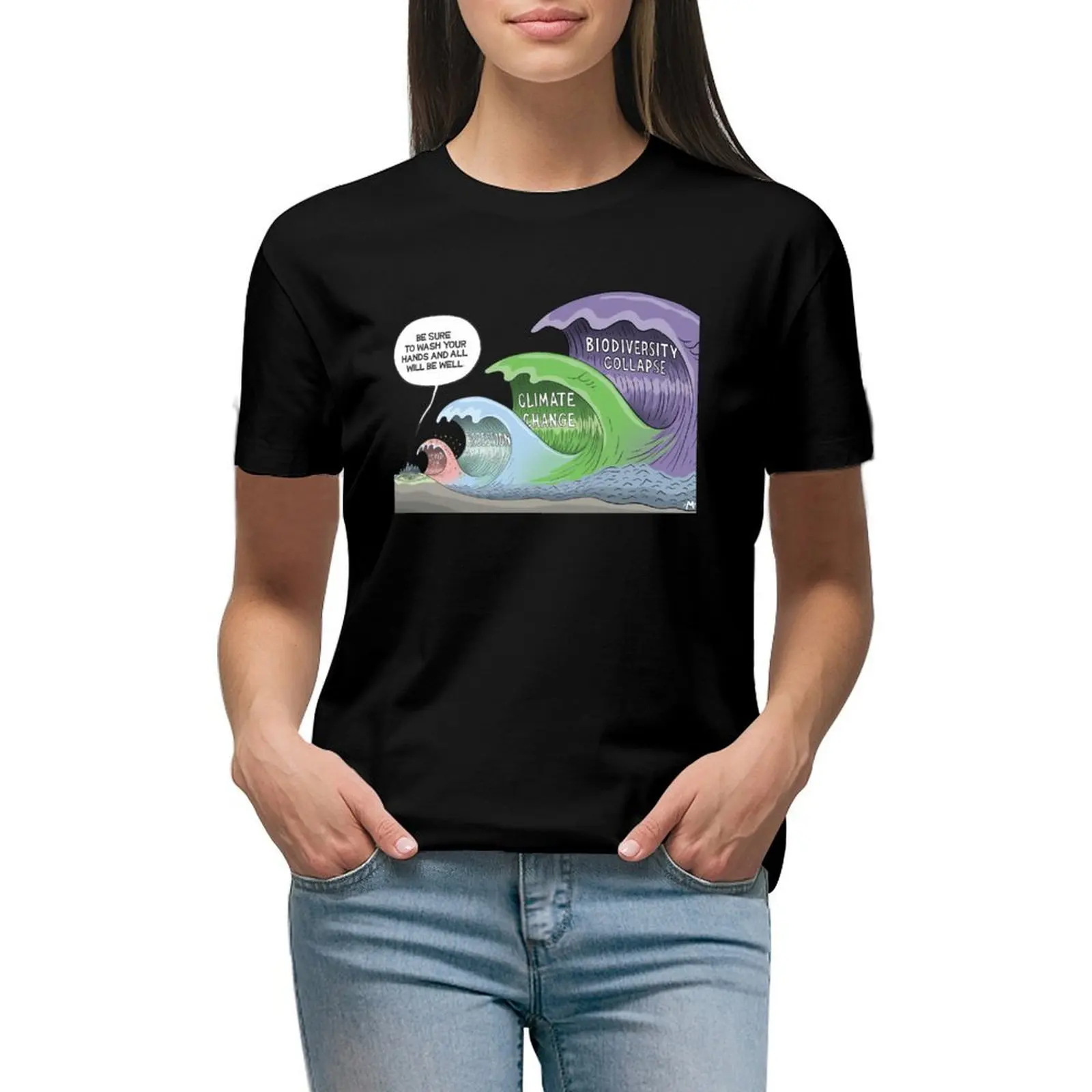 

Four Waves T-shirt korean fashion cute tops animal print shirt for girls new edition t shirts for Women