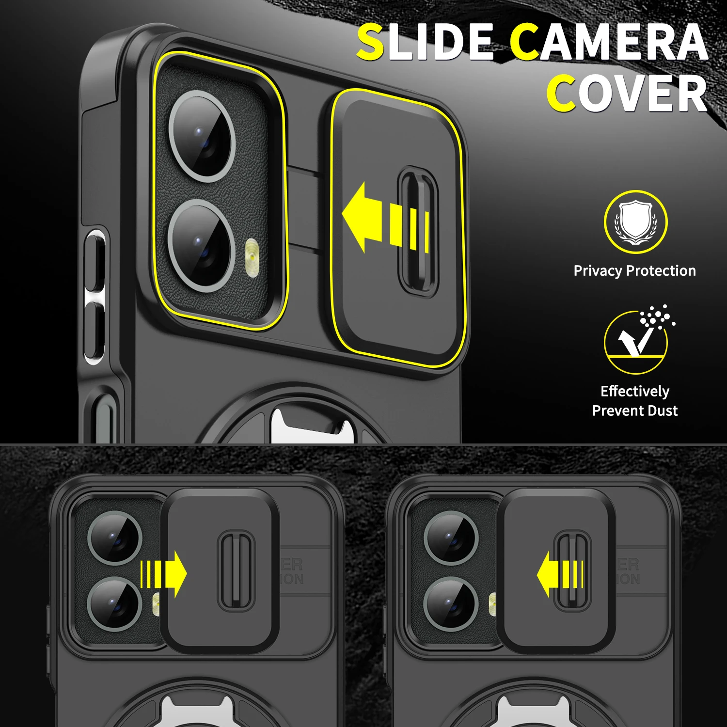 Luxury Armor Phone Case with Magnetic Bracket & Lens Protection - Shockproof Cover