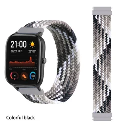 Braided Solo Loop Watch Strap Bracelet - Available in 20mm or 22mm for L (Colorful black)