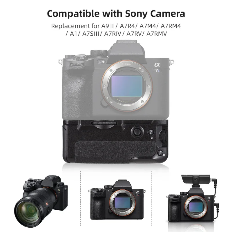 VG-C4EM Vertical Battery Grip Holder with Dual Battery Slots for Sony A9Ⅱ/ A7R4/ A7M4/ A7RM4/ A1/ A7SⅢ/ A7RⅣ/ A7RV/ A7RMV camera battery handle grip