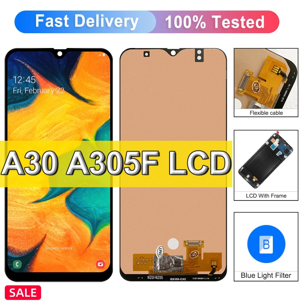 

6.4'' LCD For Samsung Galaxy A30 Display Touch Screen Digitizer Assembly Replacement For Samaung A30 LCD FA305/DS A305FN A305G