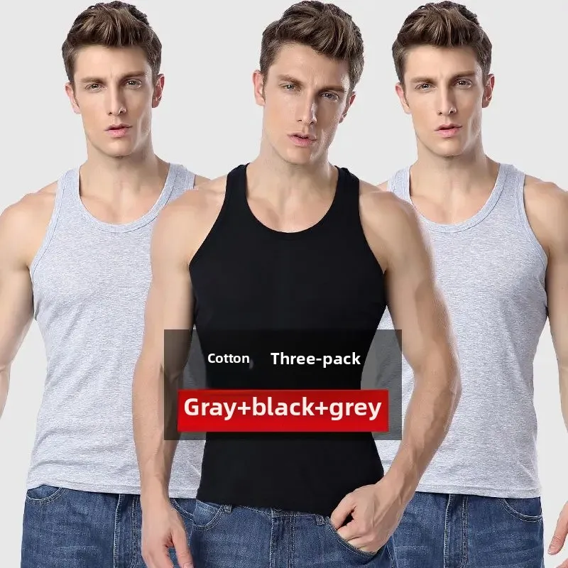 Vest [Cotton three pieces] Gray black Gray