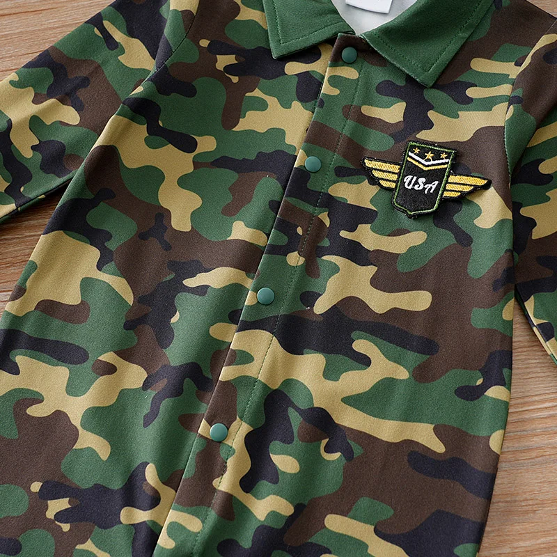 Infant Romper Newborn Baby Boy Clothes 0-12 Months Boston Camouflage Long Sleeve Footies
