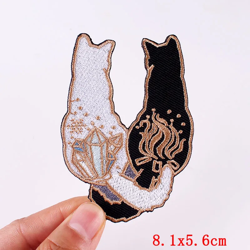 Cute Cat Embroidered Patches For Clothing Thermoadhesive Patches On Kids Clothes Applique DIY Cartoon Badges Animal Stickers