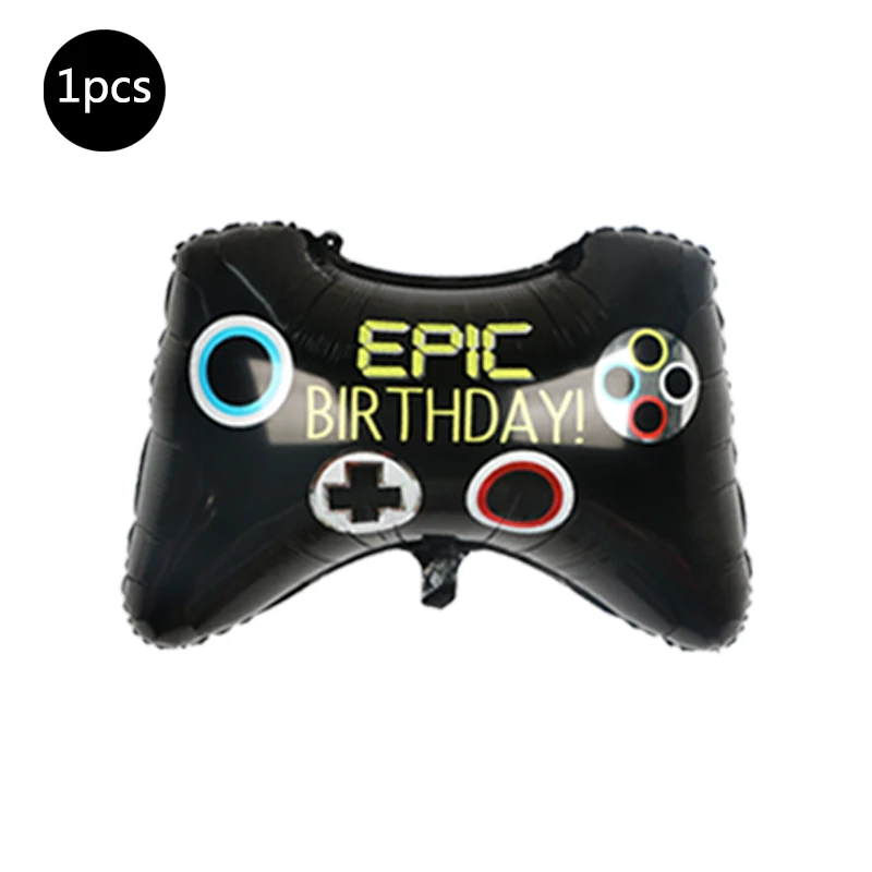 thumbnail image 1 of Juego de suministros para fiestas de videojuegos, decoración para fiesta de cumpleaños de bebé niño, telón de fondo para juegos de feliz cumpleaños, cubiertas para mesas de juego, globos para jugadore, 1 of 5