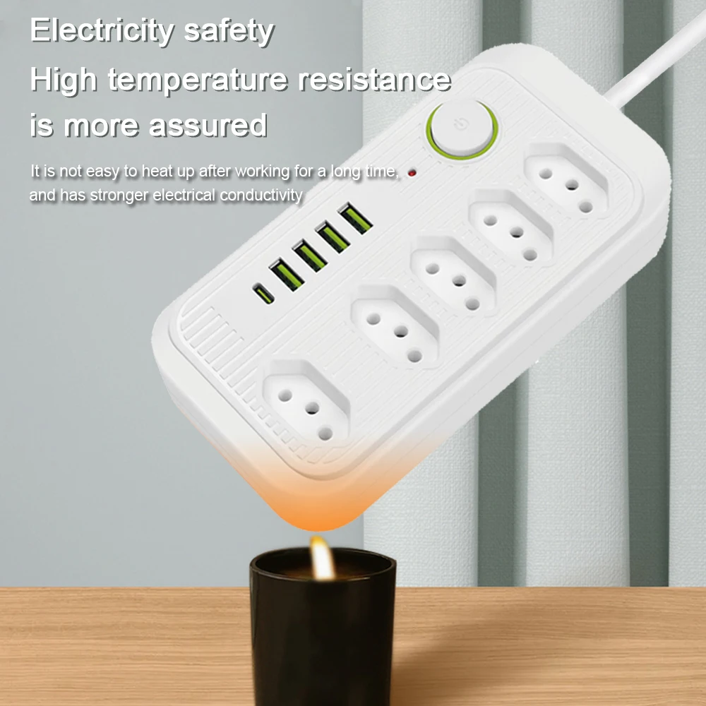 Power Strip Electrical Socket Brazil Switzerland Plug AC Outlets Extension Cable Network Filter With USB C PD Fast Charging Ports