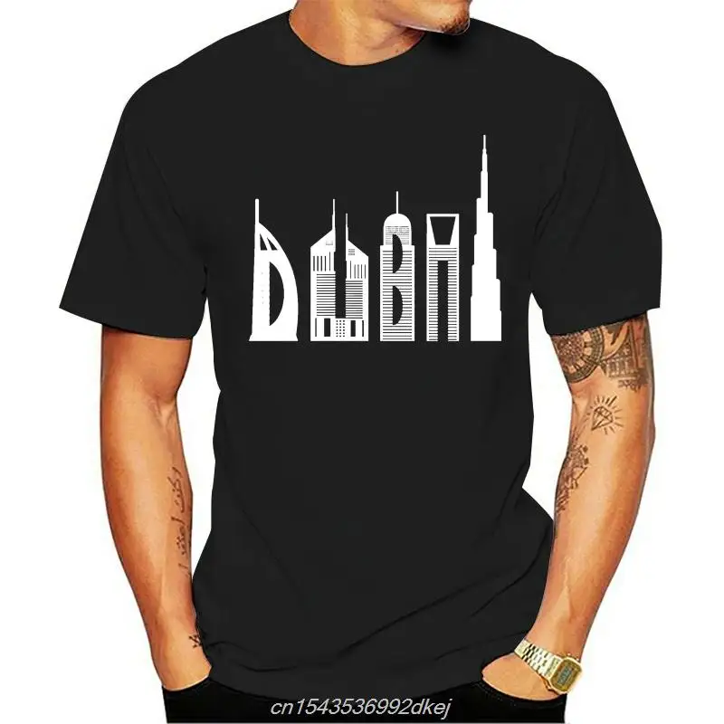 

Dubai Skyline Souvenir Famous Buildings Typography T Shirt Create Vintage Summer Style S-xxxl Tee Shirt Comical Shirt Cartoon