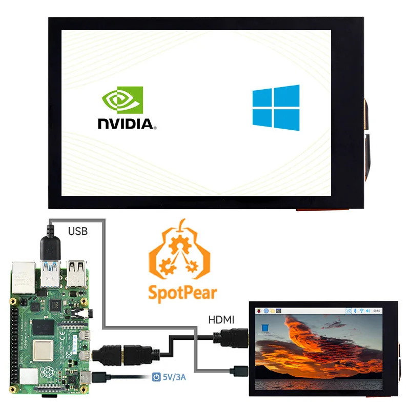 Raspberry Pi 4B Touch Screen Capacitivo Da 3.5 Pollici Display Ips Lcd Da 3.5 Pollici 480X800 Compatibile Con Hdmi Per Pi4/3B +/Jetson Nano