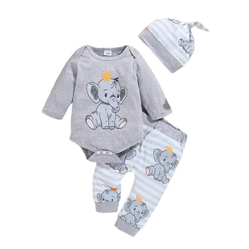 Alternative view of Boys Girls Romper + Pants + Hat Set