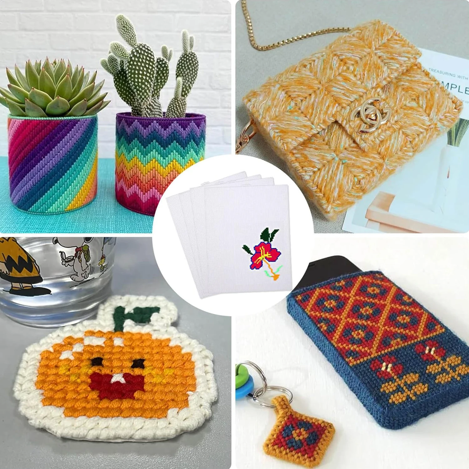 1-4Pcs Plastic Canvas Sheets 14Count Plastic Mesh Fabric Cross Stitch Canvas Eye Mesh for Embroidery DIY Handicraft Knit