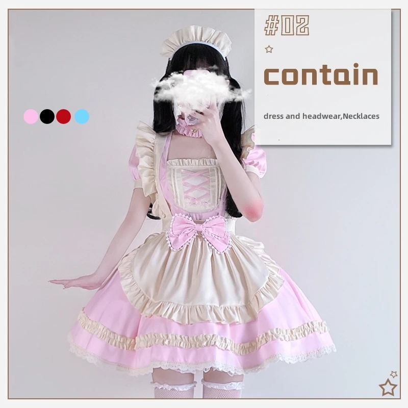 Japanese Maid Cos Uniform Lovely Girl Student Lolita Dress Manservant Costume Christmas and Halloween Kawaii Role Play Dress