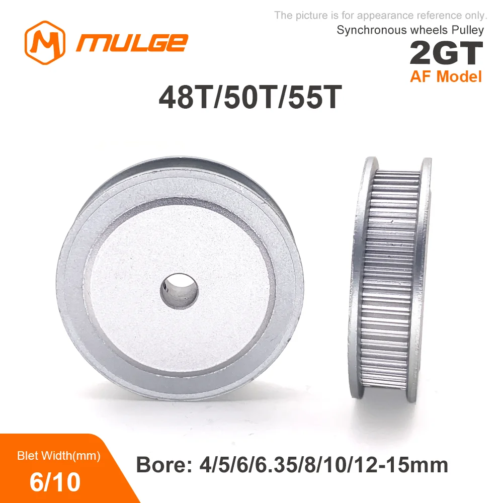 2GT GT2 Timing Pulley 48T/50T/55Teeth AF Type Bore 4/5/6/6.38/8/10/-15mm Belt Width 6/10mm 3D printed parts