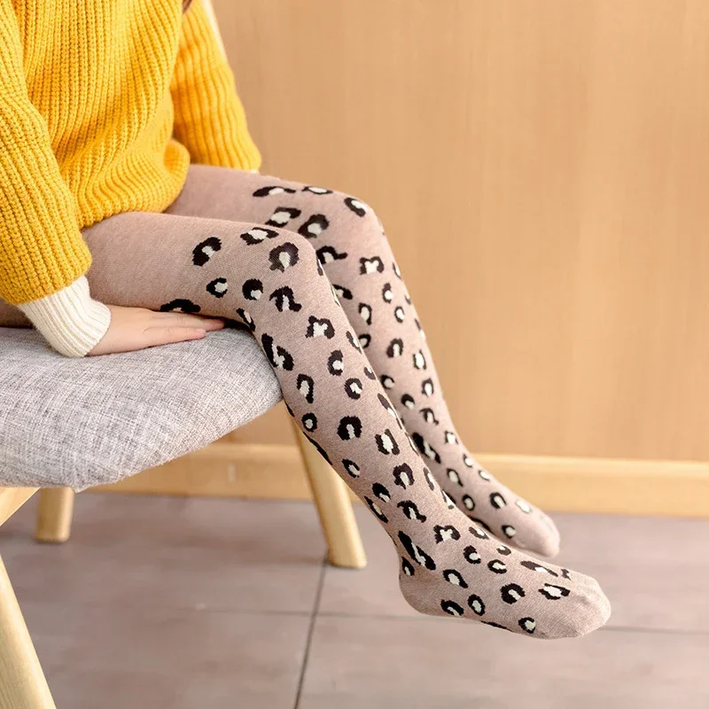 Leopard Print Kids Tights for Girls Spring Children Pantyhose Cotton Girls Stockings Toddler Tights 3-9 Years