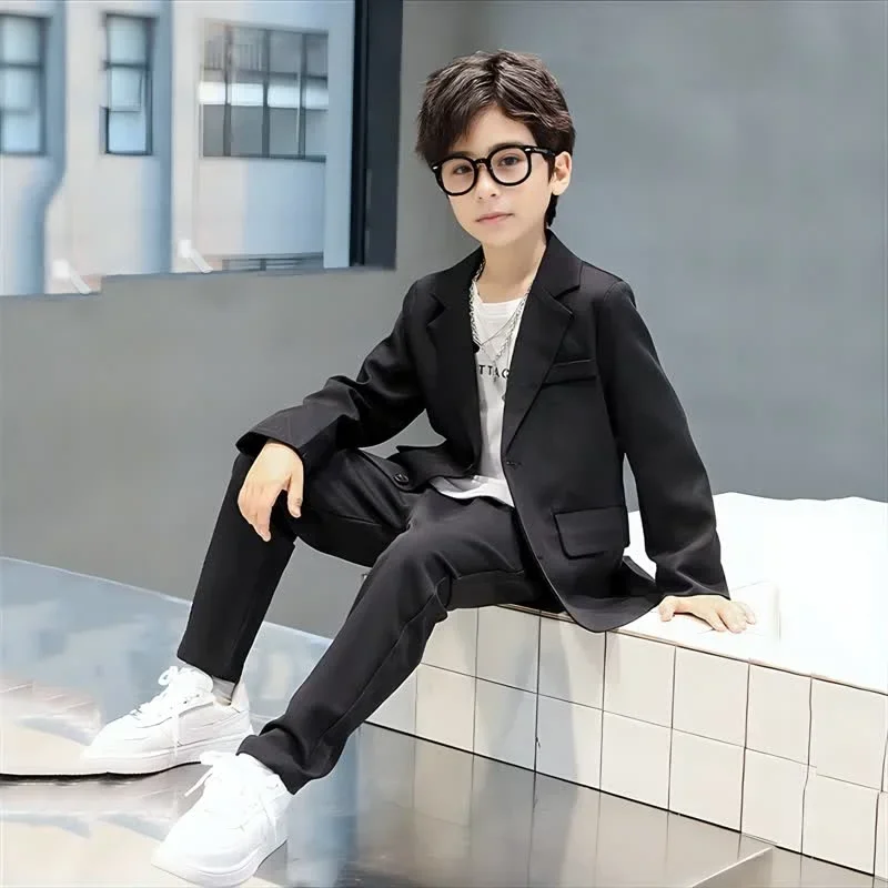 Teen Kids Formal Weddings Set Autumn School Uniform for Boys Casual Blazer Pants 2-piece 6 To 14 Y Children Performances Cosutme