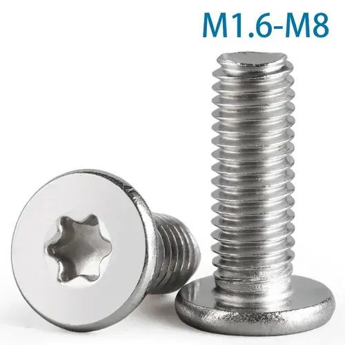 10pcs M1.6 M2 M2.5 M3 M4 M5 M6 M8 304 Stainless Steel CM Six-lobe Ultra Torx Super Low Thin Digital Flat Screw Wafer Head Bolt