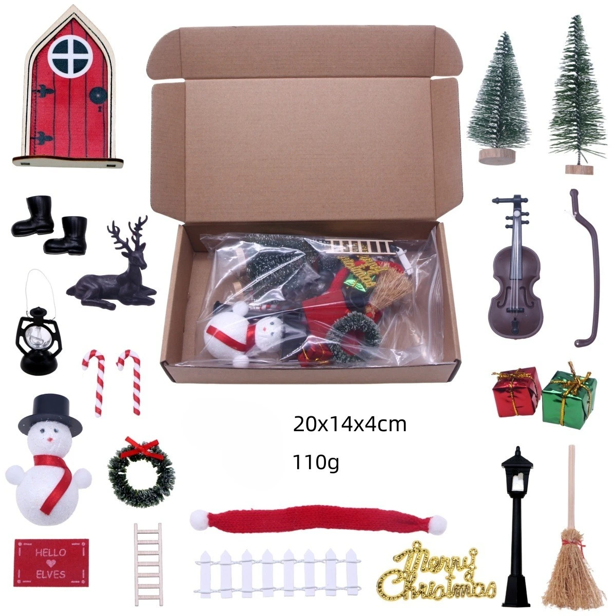Mini Porte De Noël En Bois Rouge – Décoration Elfes, Maison De Poupée 1:12, Pour Crèche Ou Décoration Intérieure