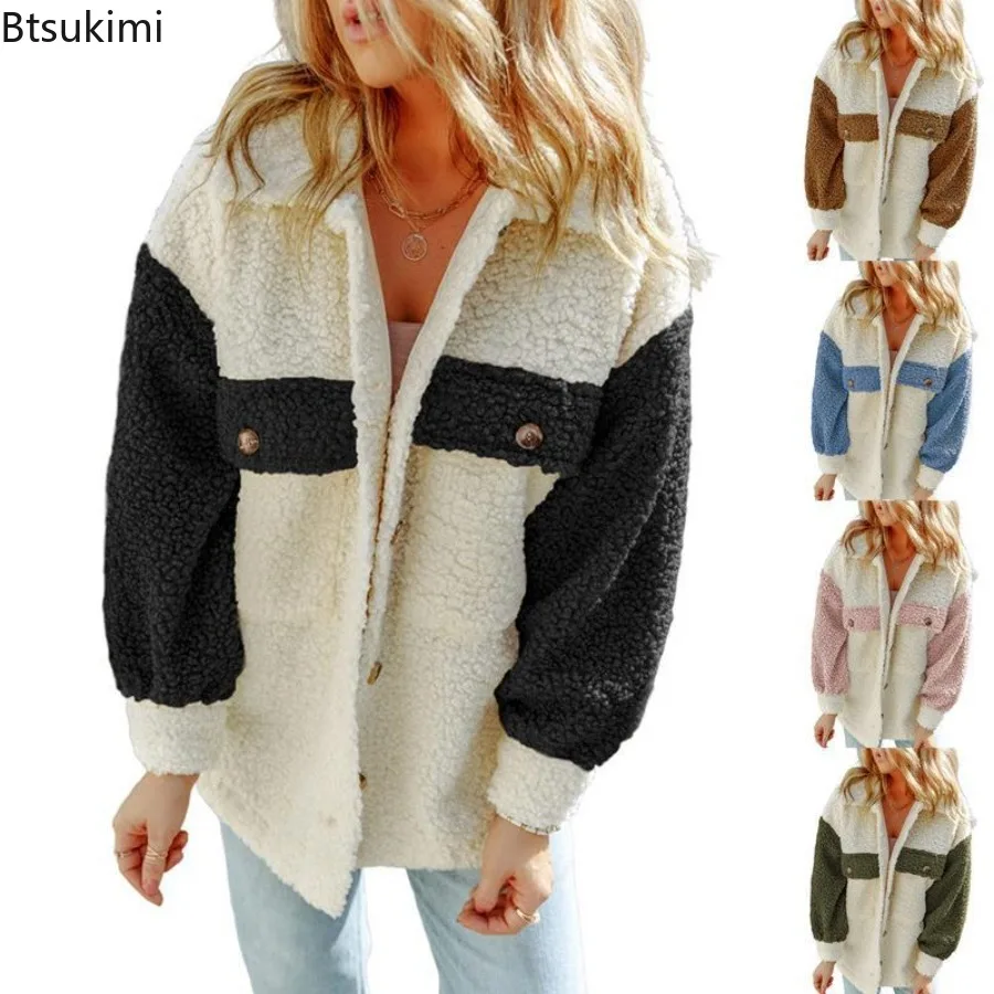 2023 Women's Casual Warm Long Sleeve Coats Jackets Autumn Winter  Double Pocket Long Fleece Coat Female Extra Warm Winter Jacket