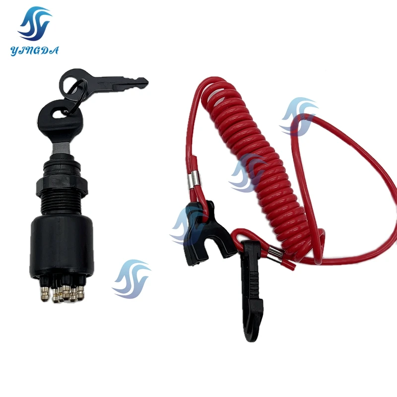 175974 5005801 Ignition Switch & Key Assembly With Lanyard for OMC Johnson Evinrude 40-200HP Outboard Motor rocker switch marine accessories marine hardware engine kill switch