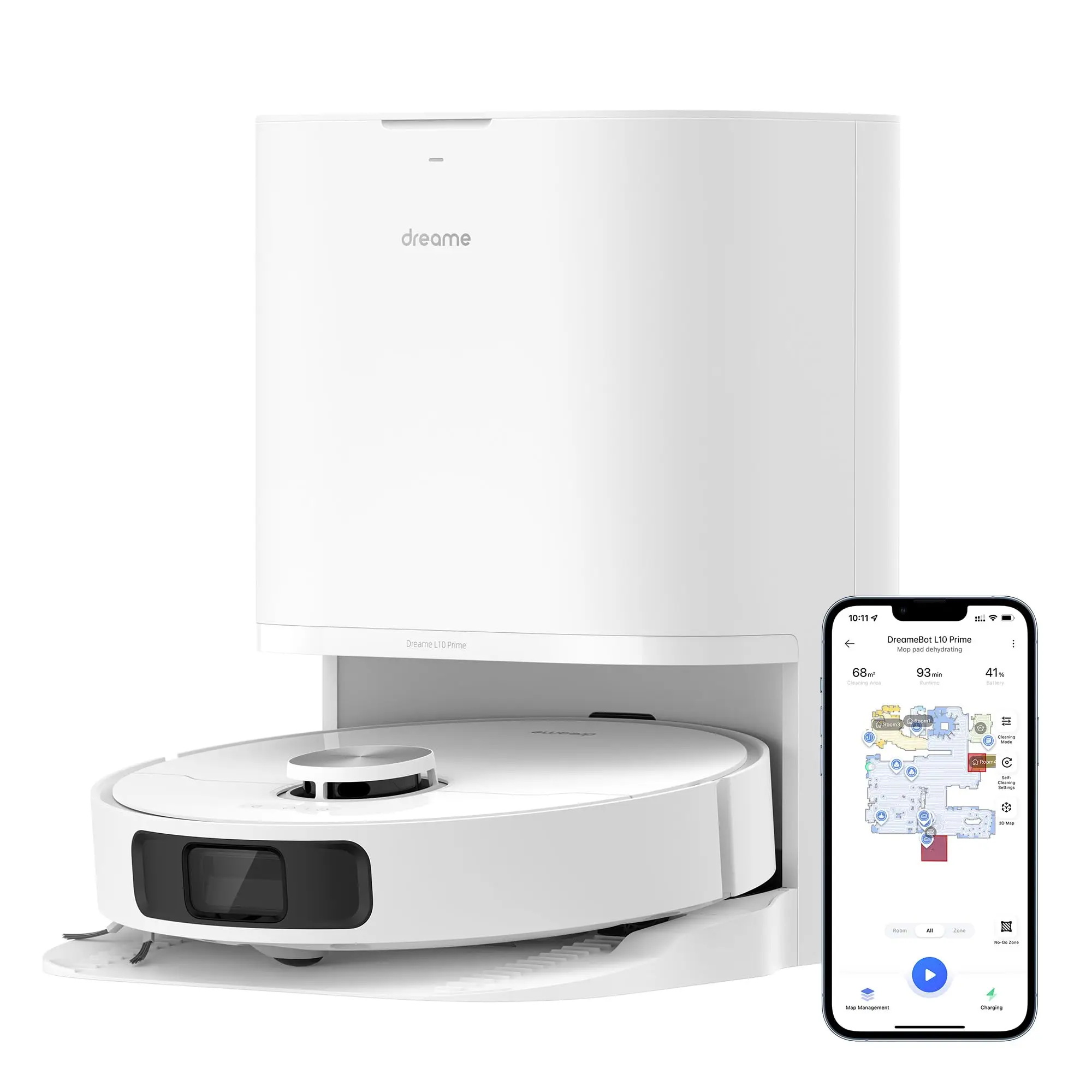 Dreame L10 Prime / L10S Pro 로봇 청소기에 적합: 롤러, 측면 브러시, HEPA 필터, 모핑 천.
