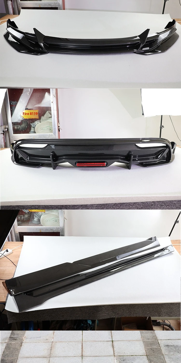 For Tesla 2024 Model3 highland Body Kit Carbon fiber pattern Rear Diffuser Spoiler Front Bumper Lip Side Skirt Car Accessories