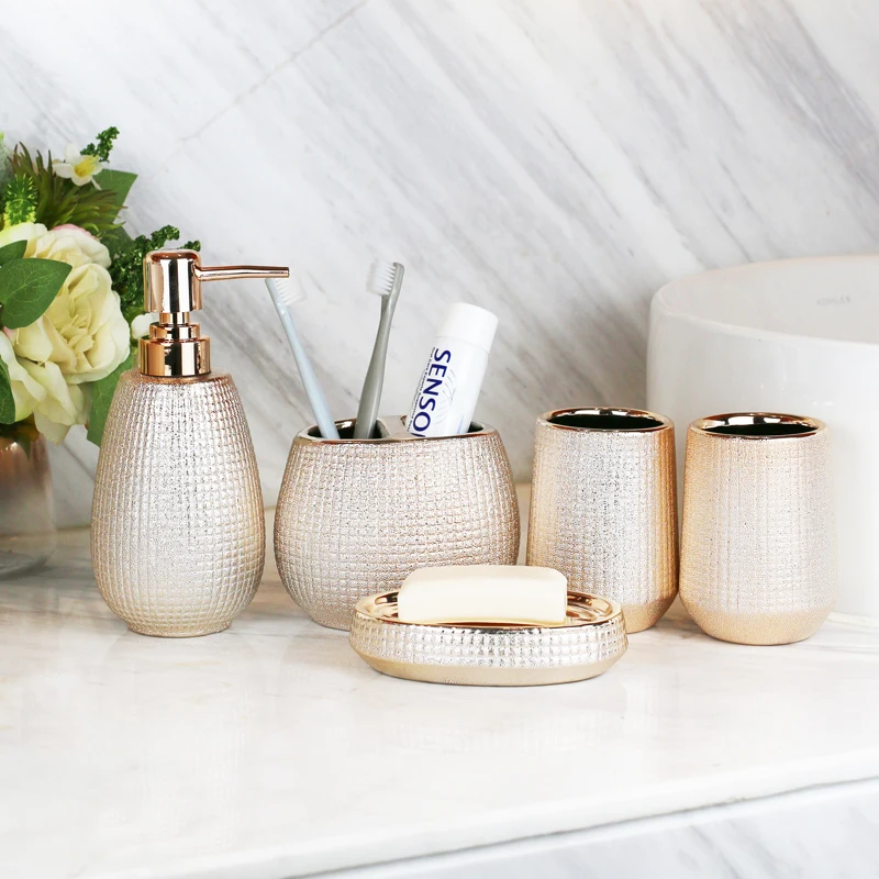 Bathroom Accessories Set Rose Gold Ceramic bathroom accessories