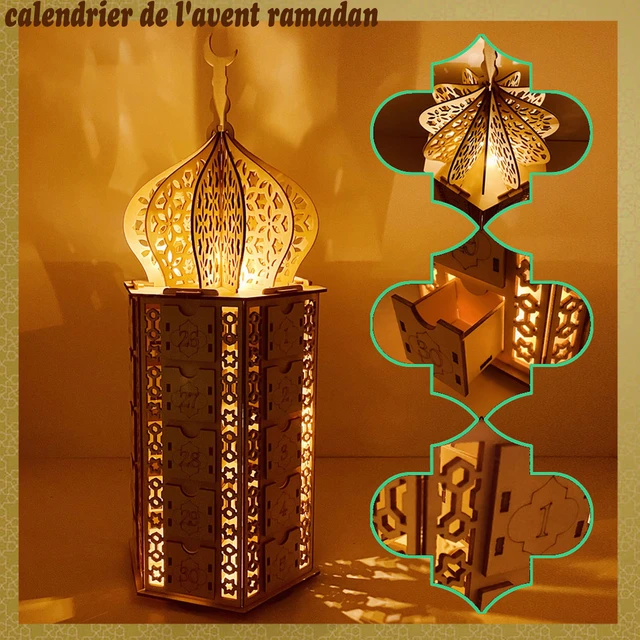 décoration ramadan, calendrier ramadan pour enfants, calendrier ramadan  bois, Calendrier de l'Avent du Ramadan 2023, Ornement