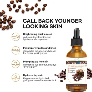 30ml Caffeine Eye Serum Anti-Wrinkle Tightening Skin Remove Eye Bags Fade Fine Lines Dark Circles Brighten Eye Cream Care - Thumbnail 3