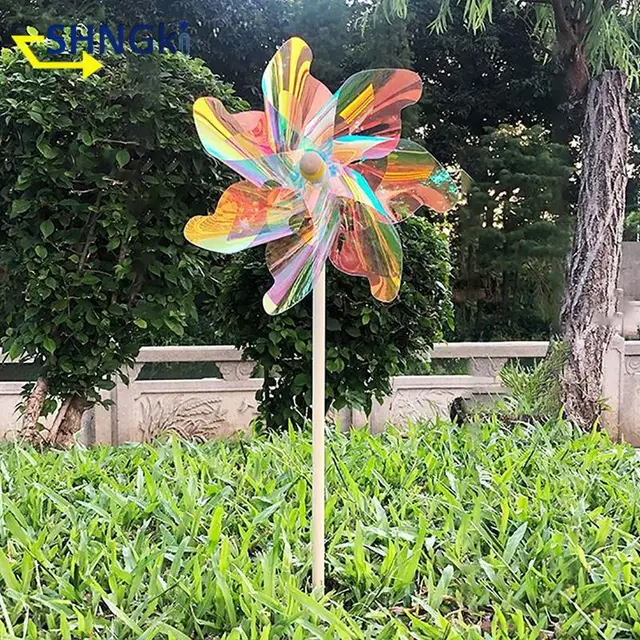 1Pc 18 Cm/24 Cm -Es Csapok Reflektív Elrettentő Szélmalom Védelem A Kerti Növényi Virágkert Gyep Dekorációja - Image 2